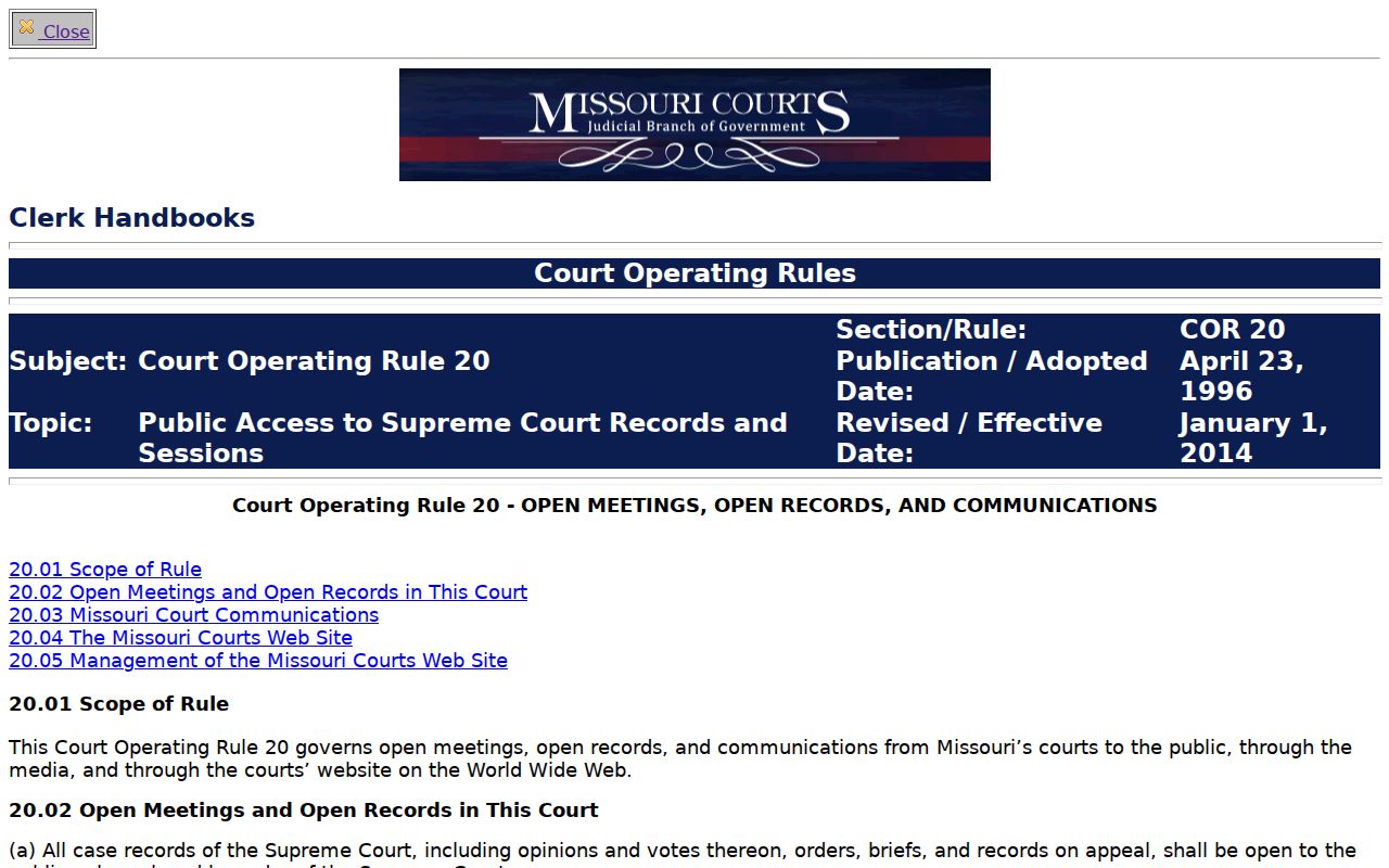 Mercer County civil docket access under Missouri court-record rules