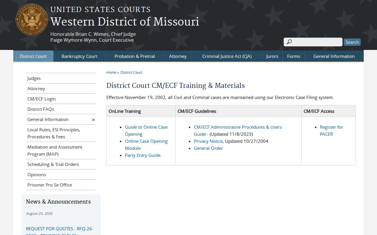 Mercer County court calendar federal CM/ECF comparison