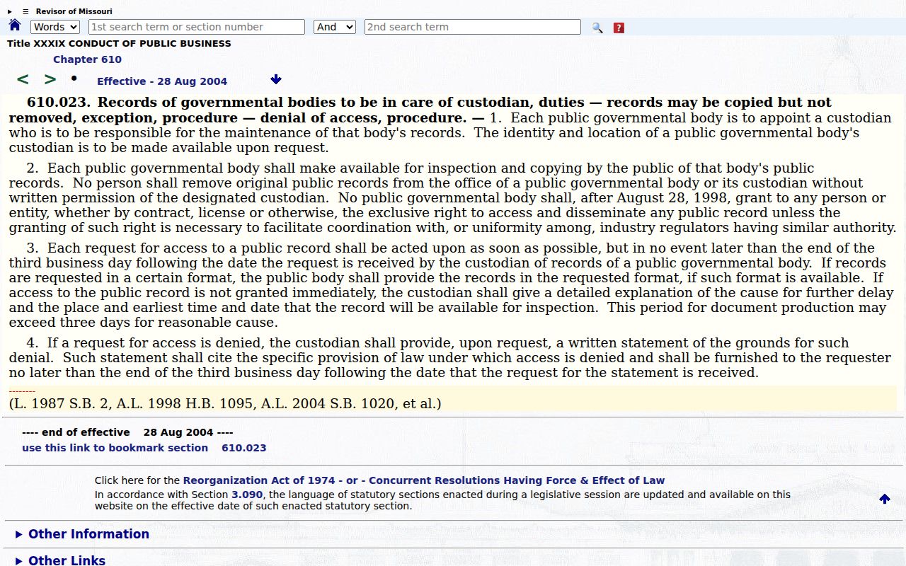 Mercer County court records Missouri access statute reference