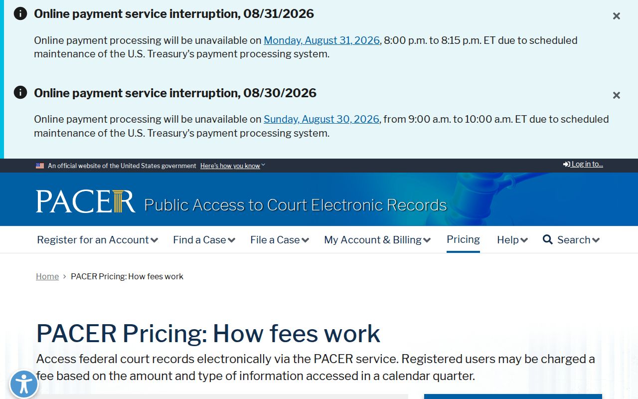 Mercer County court docket federal record pricing reference