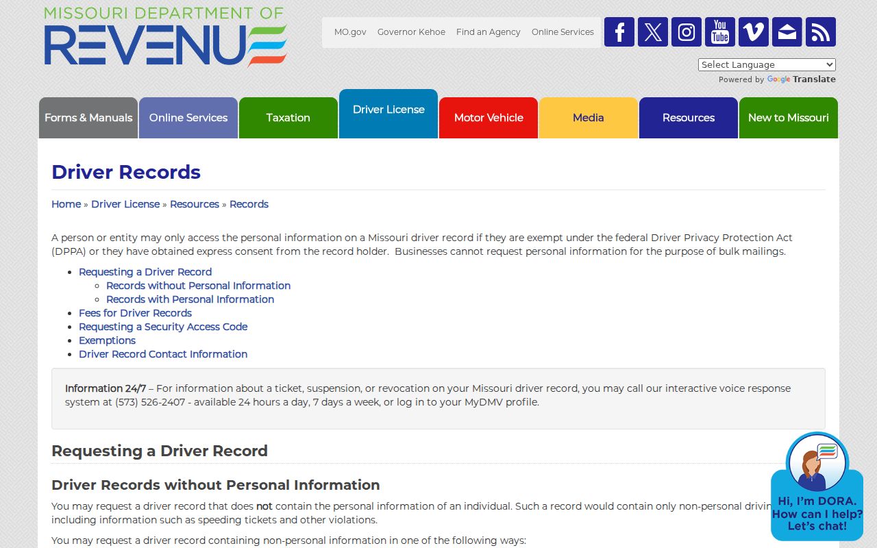 Mercer County traffic court records and Missouri DOR record comparison
